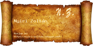 Nyiri Zoltán névjegykártya